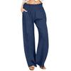 Pantalon Palazzo Large Décontracté en Lin pour Femmes Taille Élastique Polyvalent Business Casual Travail Pantalons Palazzo Avec Poches