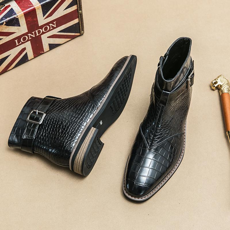 Luxury Brand Men's Chelsea Boots Pointed Classic Brown New Men's Business Ankle Boots Street Trend High Top Workwear Shoes