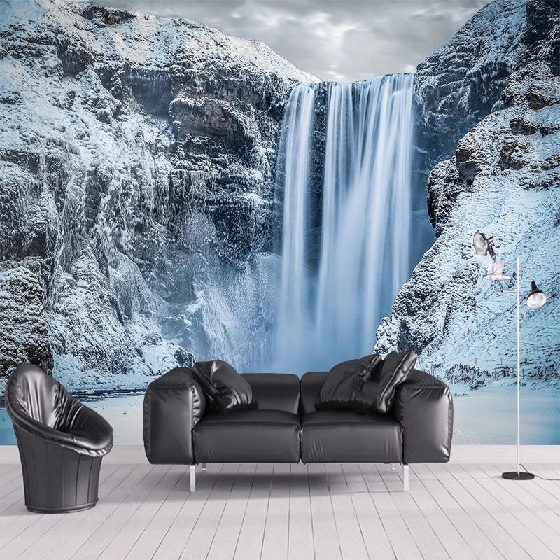 

Custom 3D Photo Wallpaper Natural Scenery Snow Waterfall Wall Mural 3D Sticker Wall Paper For Bedroom Home Decor Wall Covering 200 cm(W) x 140 cm(H)