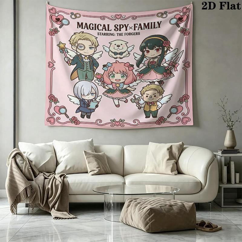 Spy Family Wall Tapestry Aesthetic Wall Hanging Printed Fabric Blanket Decorative Tapestries For Bedroom Living Room Home Decor