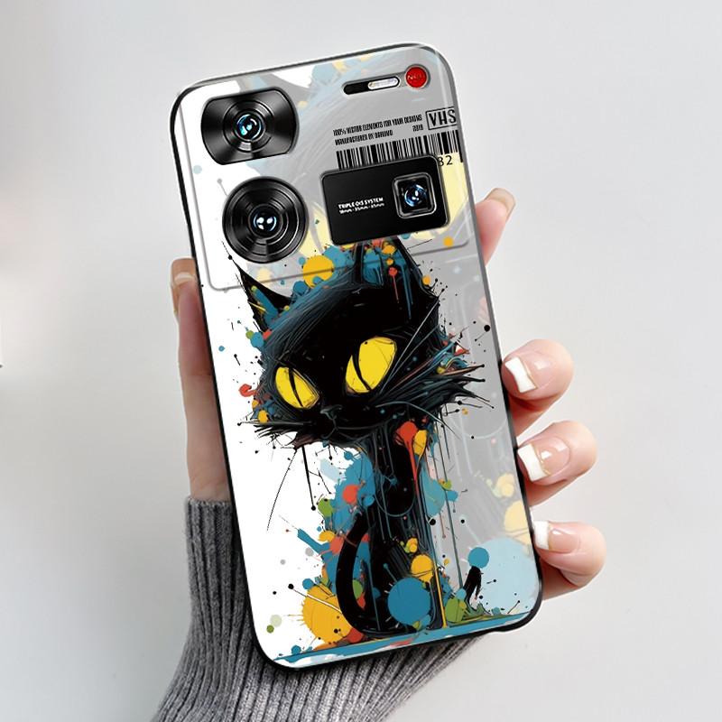Cute Case For ZTE Nubia Z60 Ultra 5G Capa Fundas Printing Shells Protective Back Cover Soft Silicone Cartoon Black Casing Coque