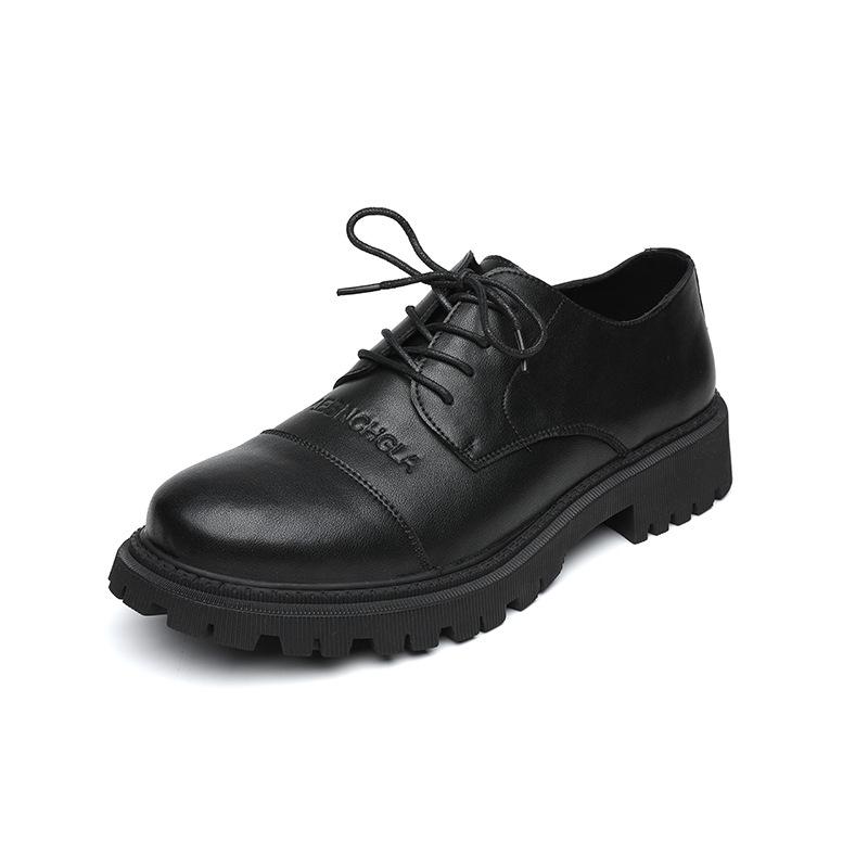 

2021 spring college style thick-soled flat-soled small leather shoes men s British style fashion casual shoes M102-R 44 чёрный