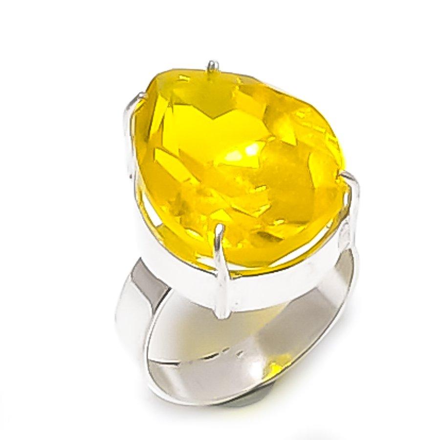 Citrin Edelstein 925 Sterlingsølv Smykker Ring Størrelse 8