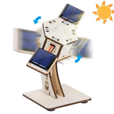 Solar Bastelset, 3D Holzpuzzle (Rotierender Satellit DIY)  MINT-Lernspielzeug für unabhängige Forschung und Experimente Solarenergie-Wissenschaftsmodell