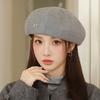 Vintage British Style Autumn Hat Women's Octagonal Hat Beret Bow Painter Hat