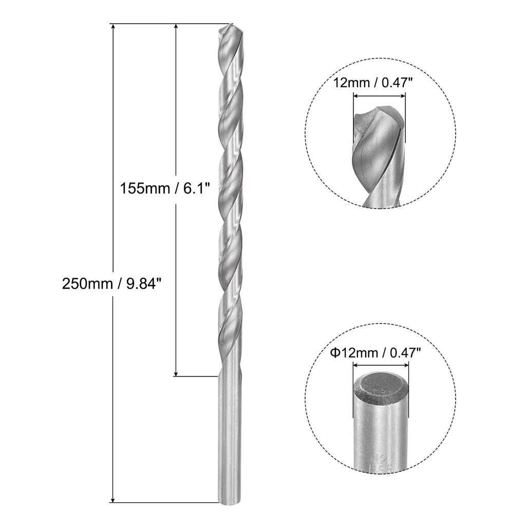 200/250/300mm Twist Drill Bits 6.2/7/8/9/10/11/12/13/14/15/16mm High-Speed Steel Extra Long Drill Bit
