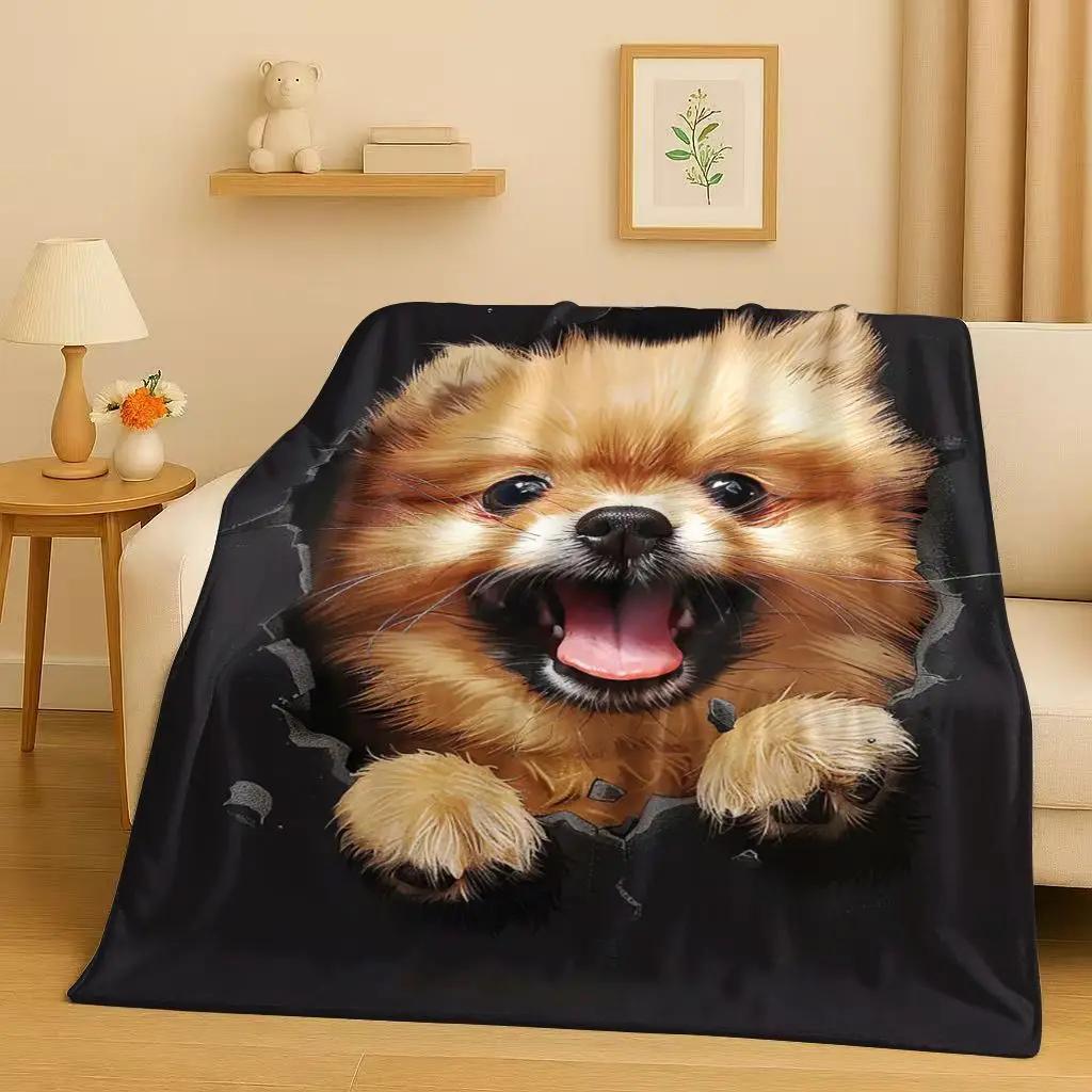 2026 New Breaking Wall 3D Illusion Dog Puppy Flannel Blanket,Ultra Soft Warm Plush Throw for Home Bedroom Bed Sofa Cover Gift
