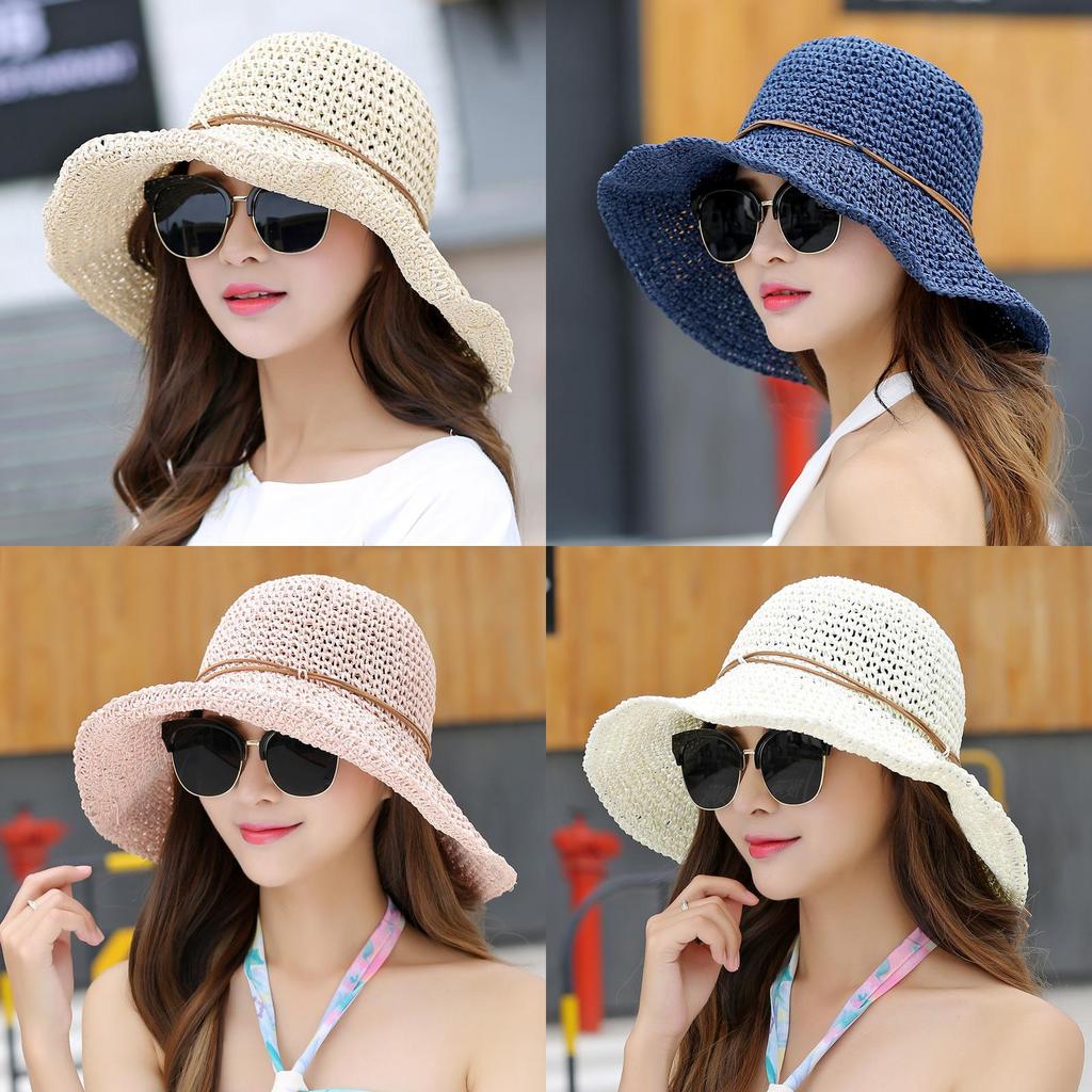 Handwoven Straw Hat For Women With Large Brim Summer Sunshade Foldable Sun Hat For Beach And Outdoor Use