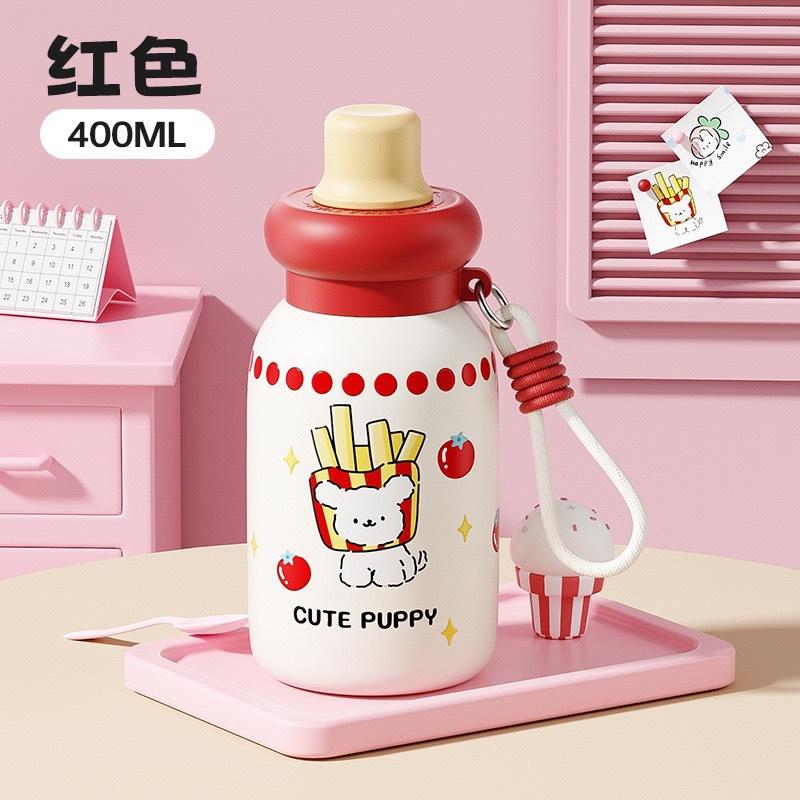Water Bottle Cute Thermos Cup Round Ball Water Cup Cartoon Girl Tea with Filter New Straw Cup