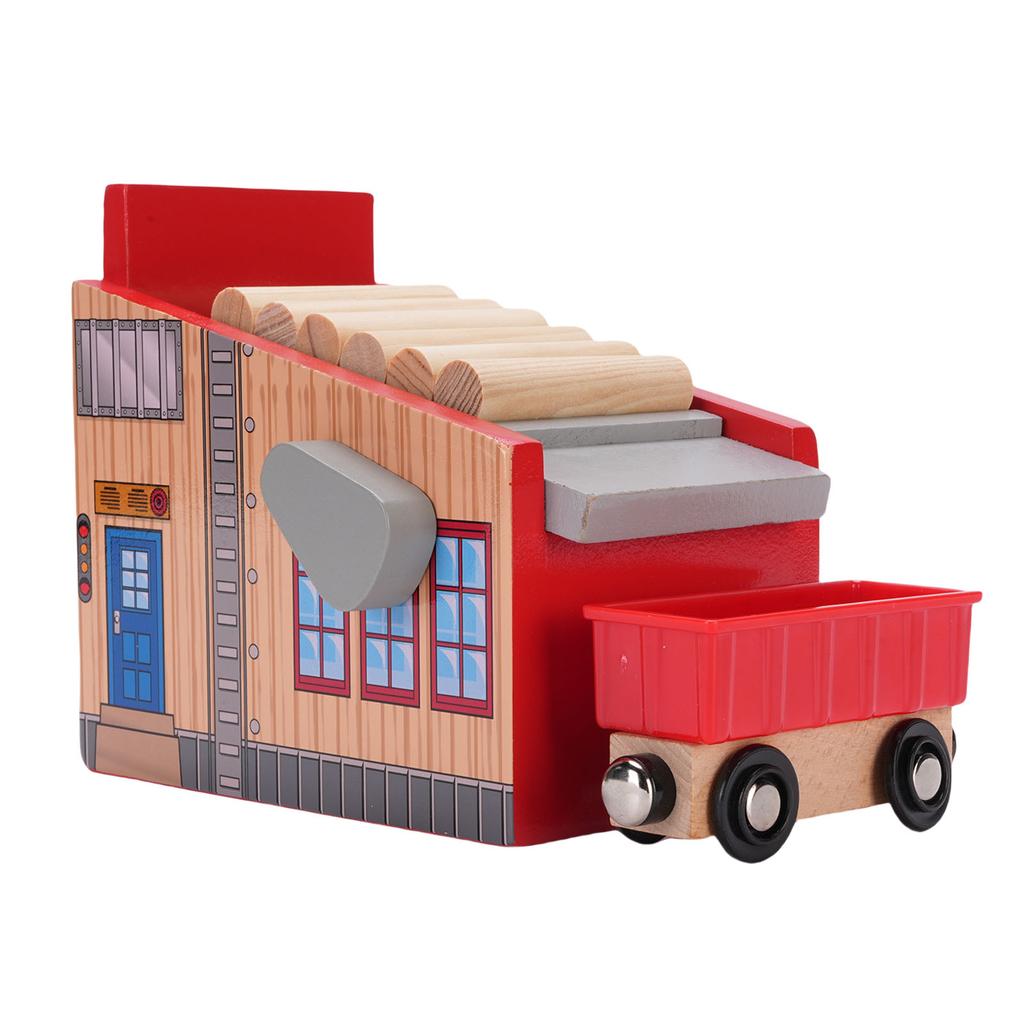 8 Pcs Wooden Train Track Accessories Expandable Wood Railway Toy Scene Accessories for Children