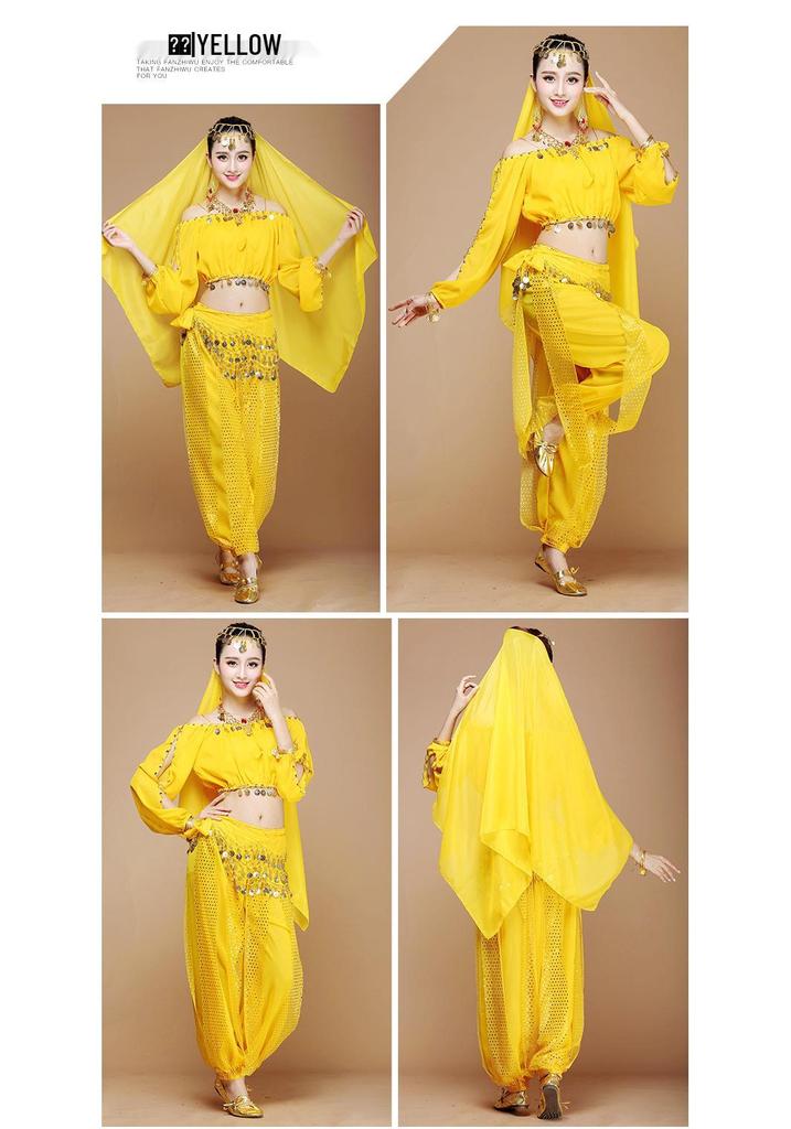 Indian Ethnic Belly Dance Set - Long Sleeve Autumn/Winter Pants for Stage Performance