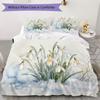 White Snowdrop Floral Pattern Bedding uilt Set uilt Cover Pillowcase Home Decoration Birthday Gift (1 * duvet cover + 2 * pillowcase without core)