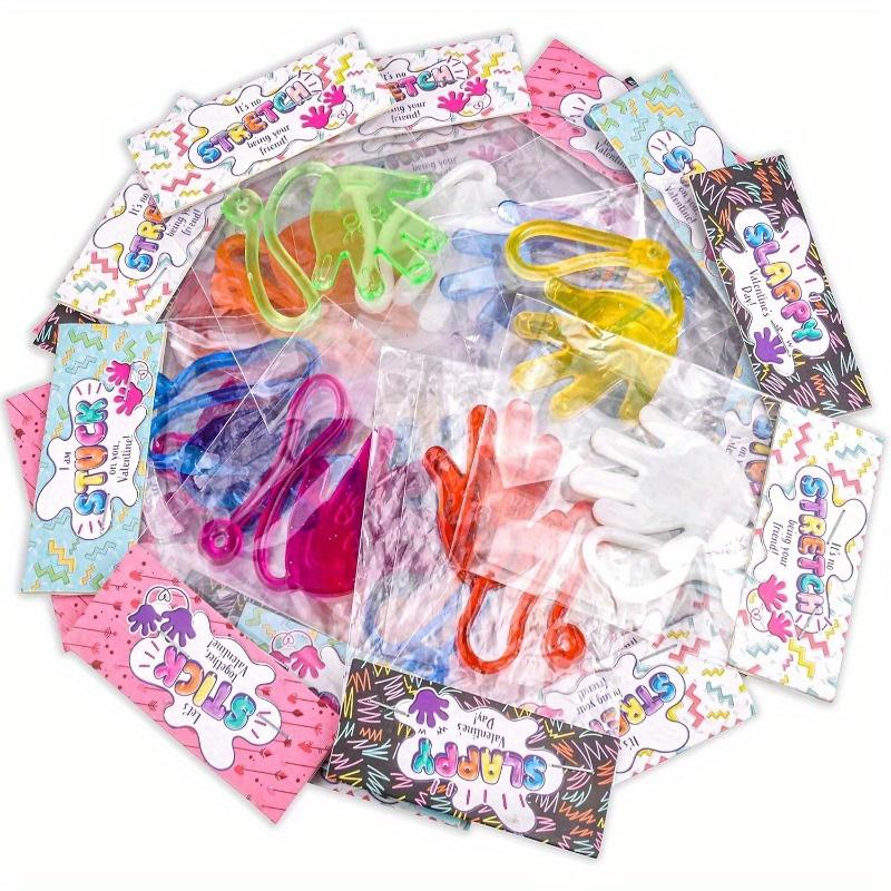 JOYFY 28 Packs Valentines Day Sticky Hands with Card Headers for Party Favor Classroom Exchange Prizes Greeting Cards