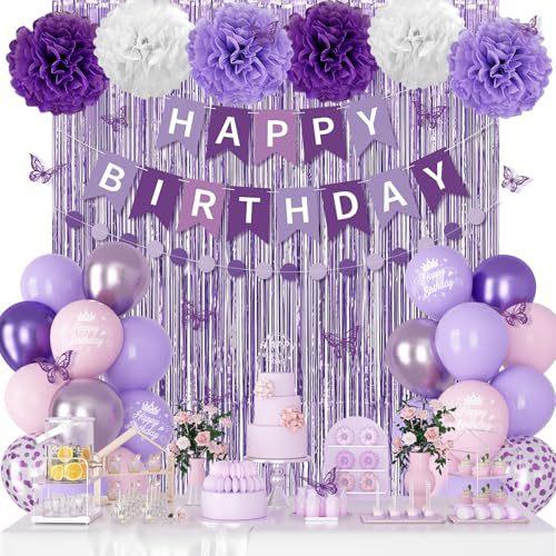 Birthday Party Decorations Rain Curtain Background Flag Cake Power Strip Paper Flower Ball Aluminum Film Balloon Set