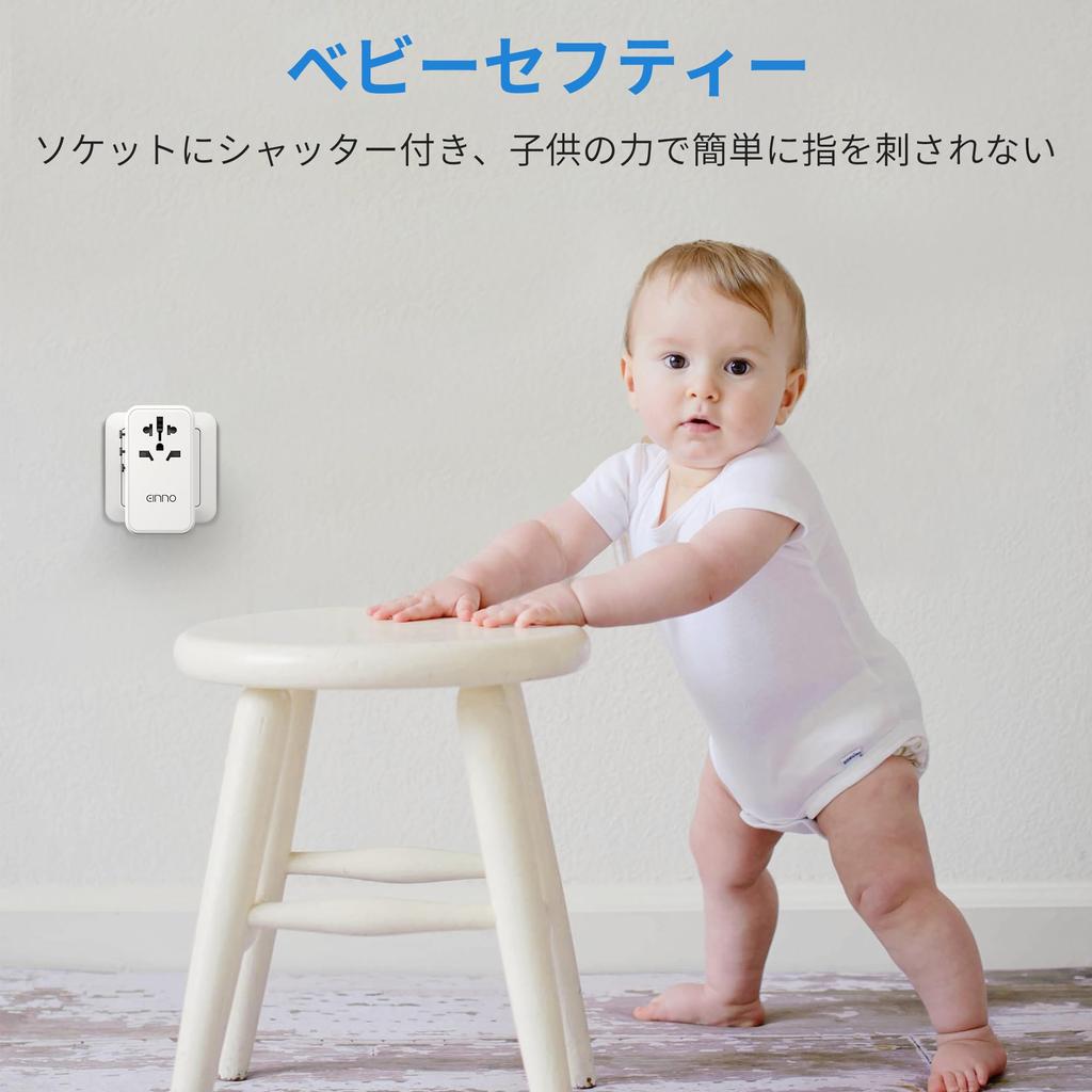 EINNO 100W Fast Charging International Adapter, Worldwide GaN PD 100W Fast Charging, Compatible with PCs, CBFAO Type, International Outlet Converter,