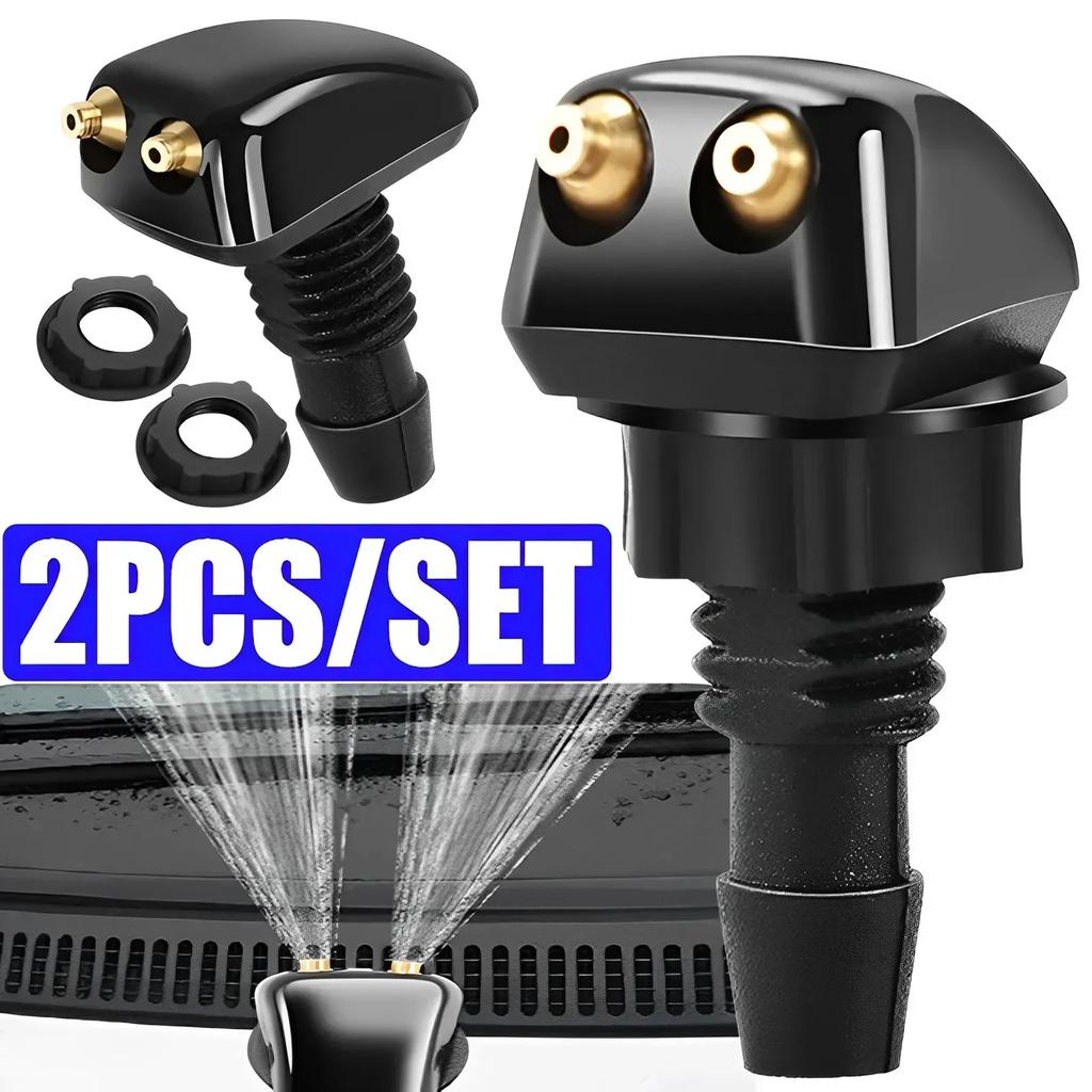 1/2Pcs Car Windshield Wiper Washer Spray Nozzle Fits Most Car Models Car Dual Holes Windshield Washer Nozzle Water Spray