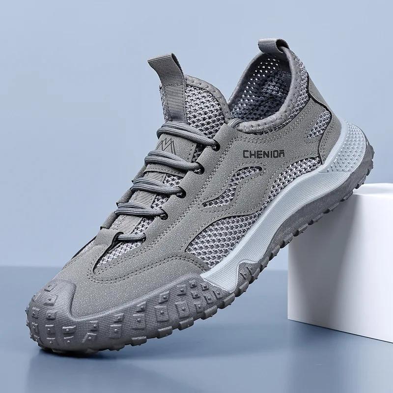 Fashion Summer Breathable Hollow Out Mesh Men Hiking Shoes Outdoor Men Sneakers Climbing Shoes Luxury Quality Men Sport Non-Slip Shoes