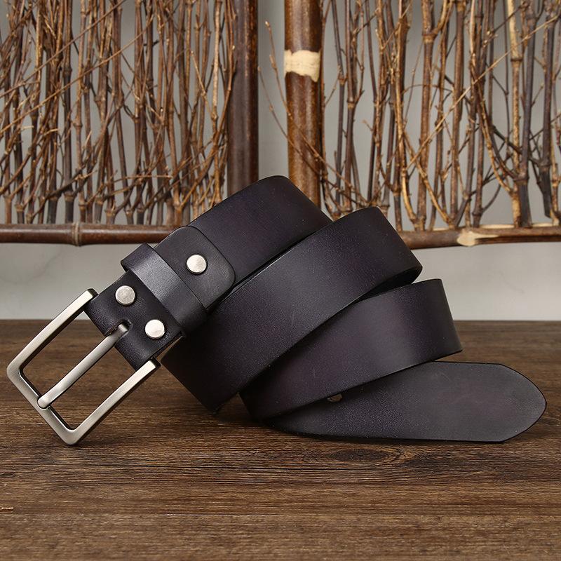 Belt Men's Korean-Style Simple Fashion All-Match Washed-out Vintage Genuine Cattlehide Leather Surface Belt