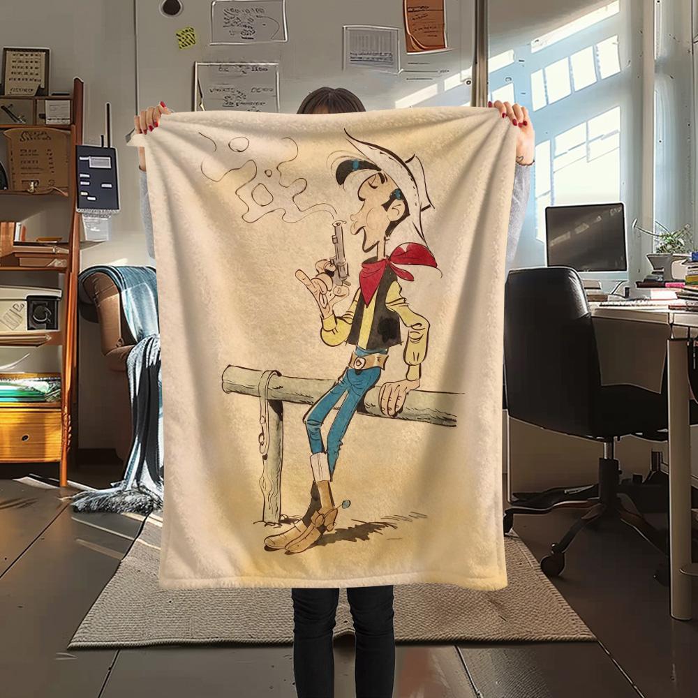 Lucky Luke2 Flannel Blanket, High Quality Comfortable for All Seasons, Home Decor, Warmth and Comfort