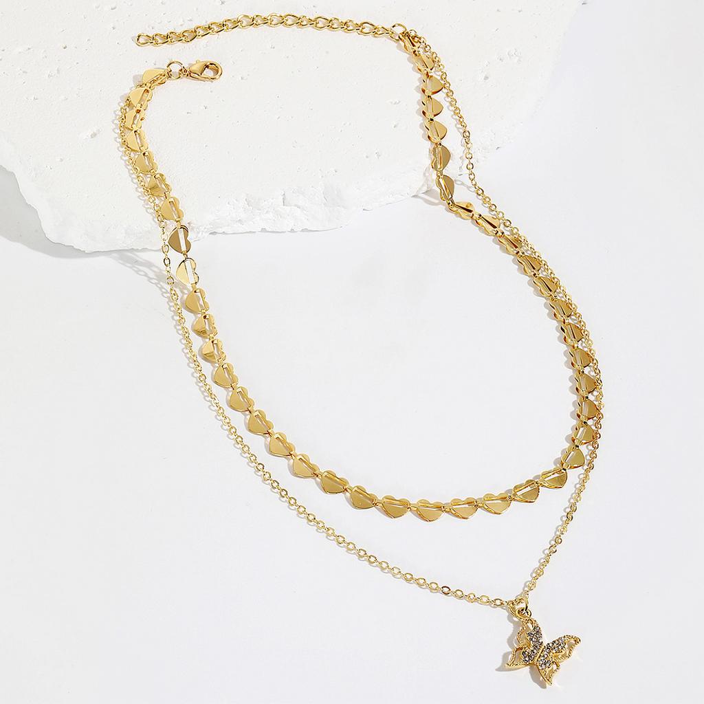 Necklace for Women Layered Necklace Heart Pendant Thanksgiving Day Necklace Jewelry Three Dimensional Love Necklace Elegant Necklace