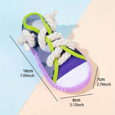 Durable Chew-Resistant Squeaker-Free Dog Toy for Teething Puppies - Interactive Fabric Shoe-Shaped Slippers Design
