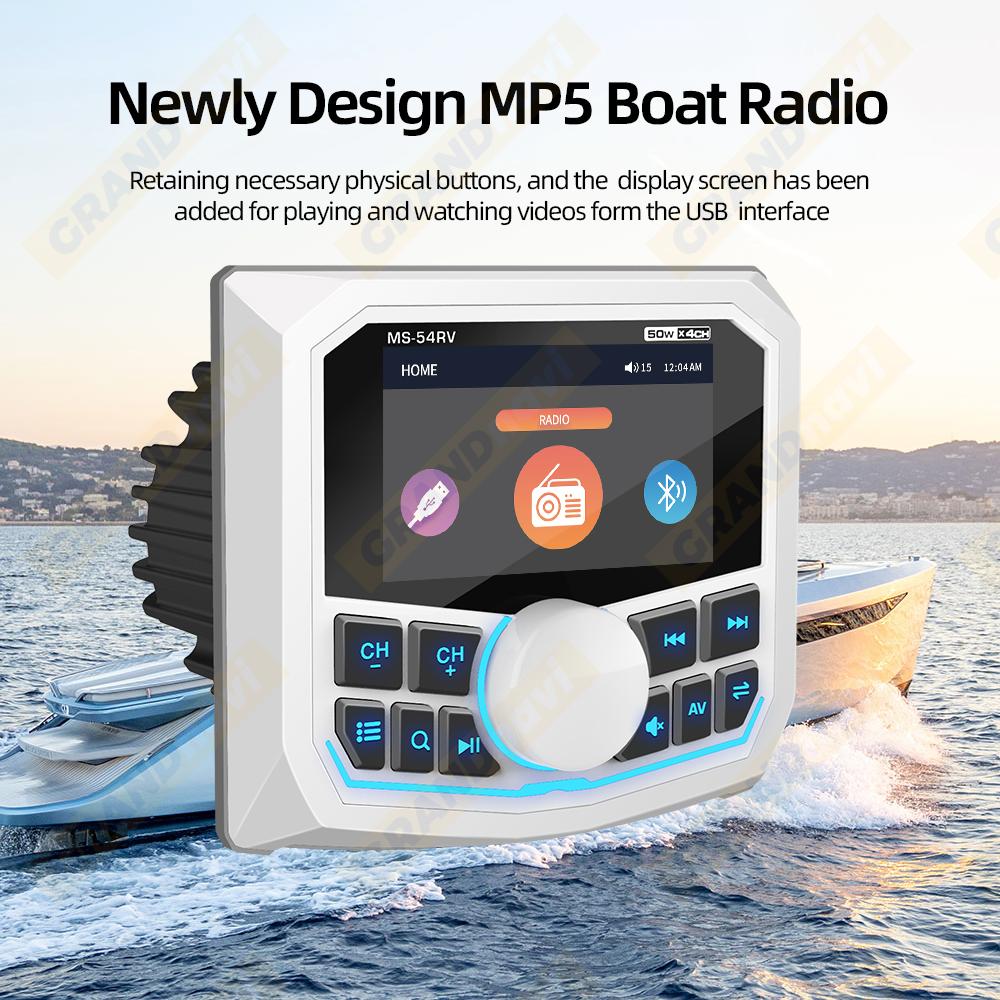 Marine RadioMP5 Player Boat Stereo For Yacht RV ATV UTV Golf Cart FM AM RDS Digital Media Audio Bluetooth IPX5 Waterproof