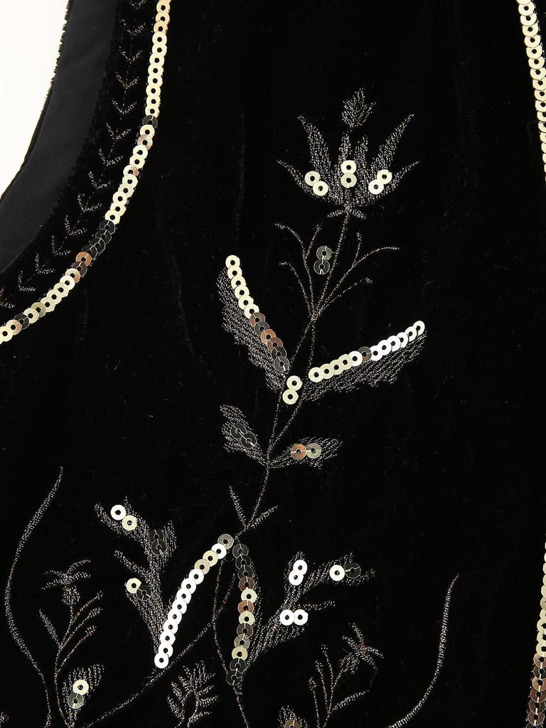 2024 Autumn Women's European & American Velvet Sequin Embroidered Vest