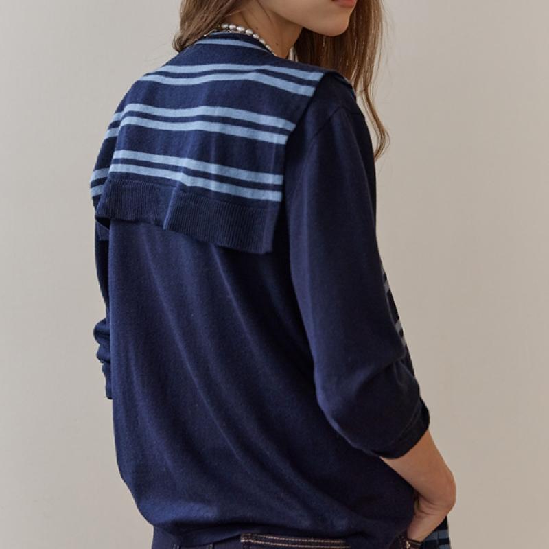 Maxza Lettering Round Neck Knit   Stripe Shawl Set Ze11qk013na