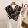 Retro Cashew Flower Silk Scarf Women's Spring Versatile Temperament Cotton and Linen Feel Small Square Scarf Women's Travel Sunscreen Neck Scarf