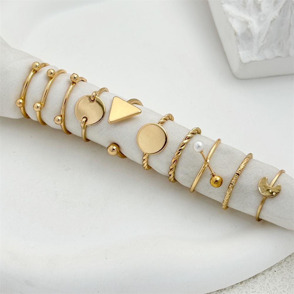 

Геометрические кольца на фаланги из сплава: Модный набор из 10 предметов для женщин Size 12-18 золотой