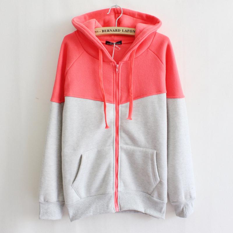 Women's 2019 Korean Style Hooded Fleece Zip-Up Sweatshirt Jacket