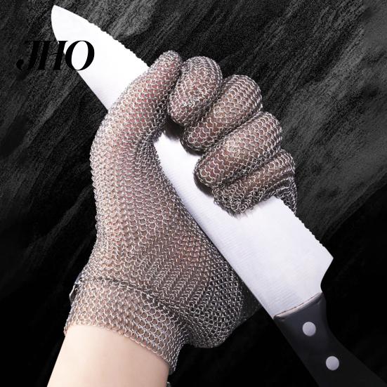 Stainless Steel Mesh Hand Protection Cut Resistant Glove Metal Adjustable Food Processing Gloves Wrist Buckle Multi-Purpose Butcher for Kitchen