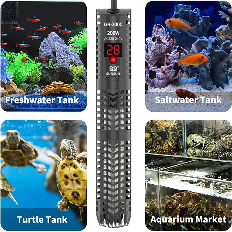 Aquariums Submersible Heater Display Digital Fish Tank Heating Rod With thermometer Constant Temperature Control 220-240V