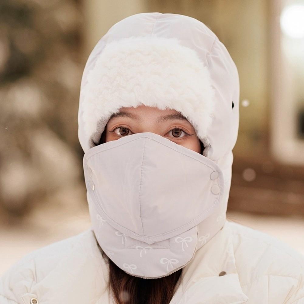 Bow Pattern Pullover Hats Cold Proof Cycling Mask New Ear Protection Cap  Winter