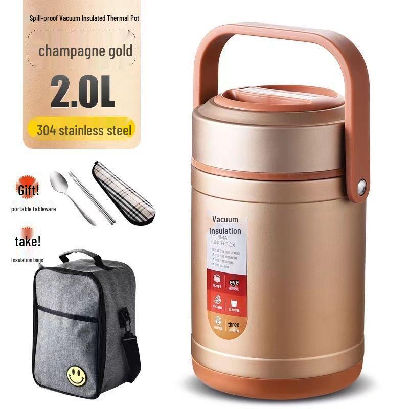304 Stainless Steel Triple-Layer Insulated Lunch Box for Students & Office Workers