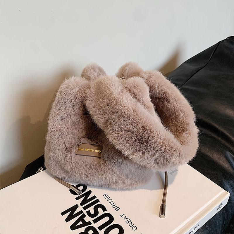 

Capacity Large Plush Crossbody Handbag Womens Shoulder Bag Underarm Casual Bag кавовий