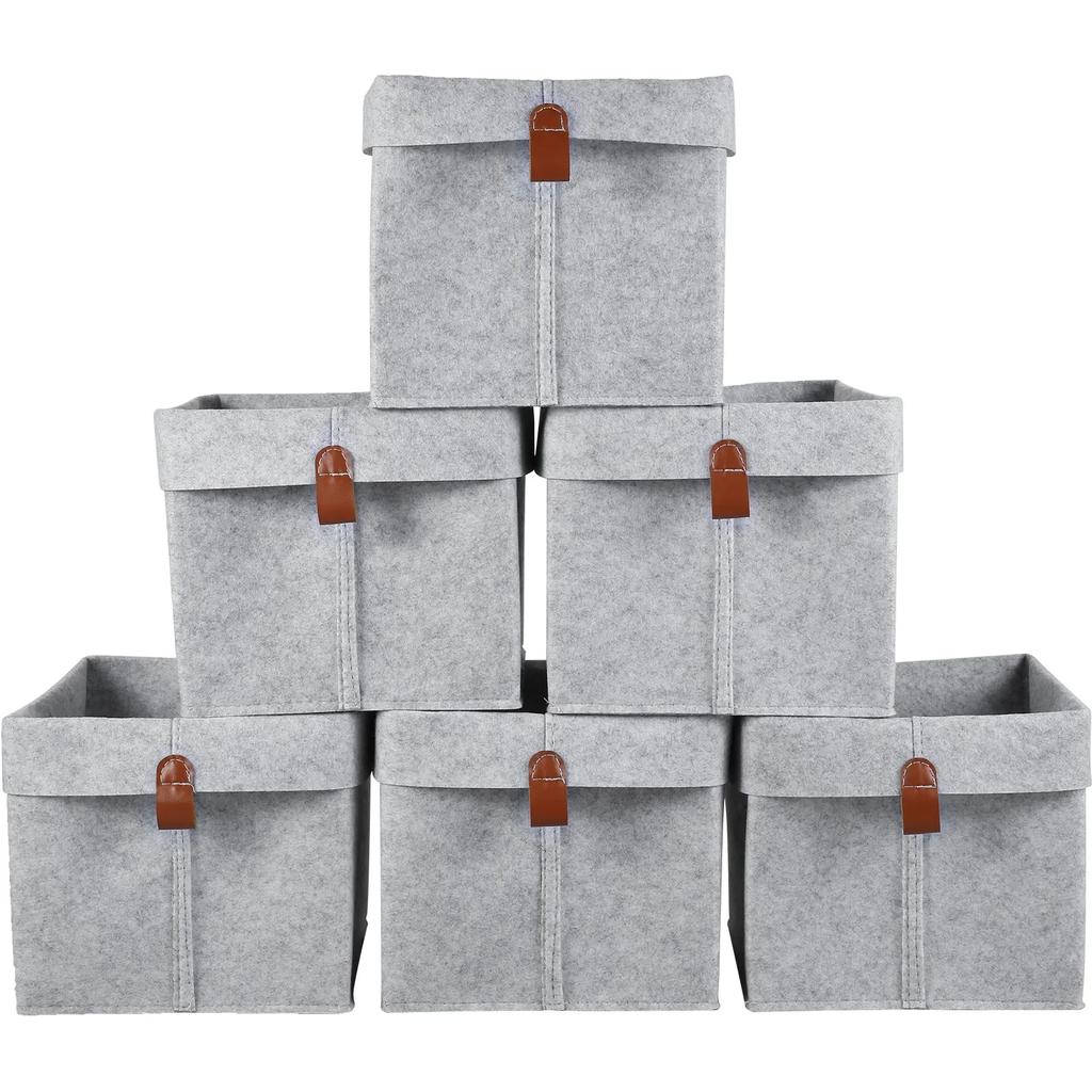 6Pcs Storage Cubes Closet Clothes Shoes Storage Containers Foldable Felt Fabric Cube Storage Bins Toy Cube Baskets Saves Space