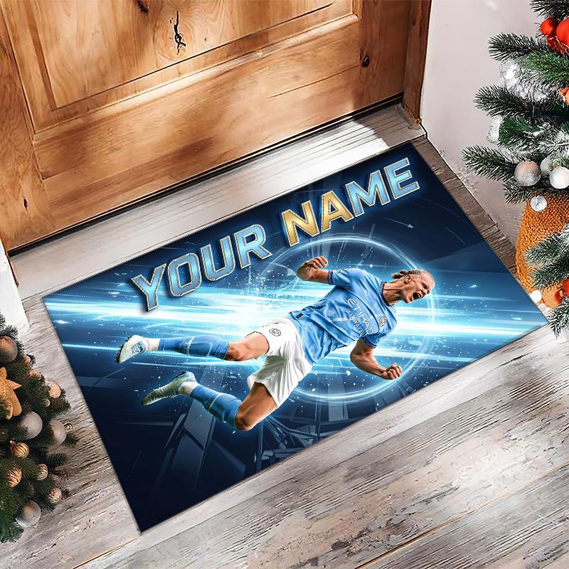 Erling Haaland Printed Crystal Velvet Rug Non‑Slip Crystal Velvet Carpet For Sofa Bedroom Indoor Home Decoration
