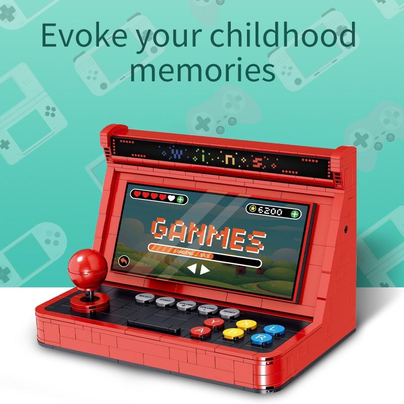 666pcs Simulation Retro Desktop Game Machine Model Micro Building Blocks Mini Bricks Assemble Children Toys for Kids