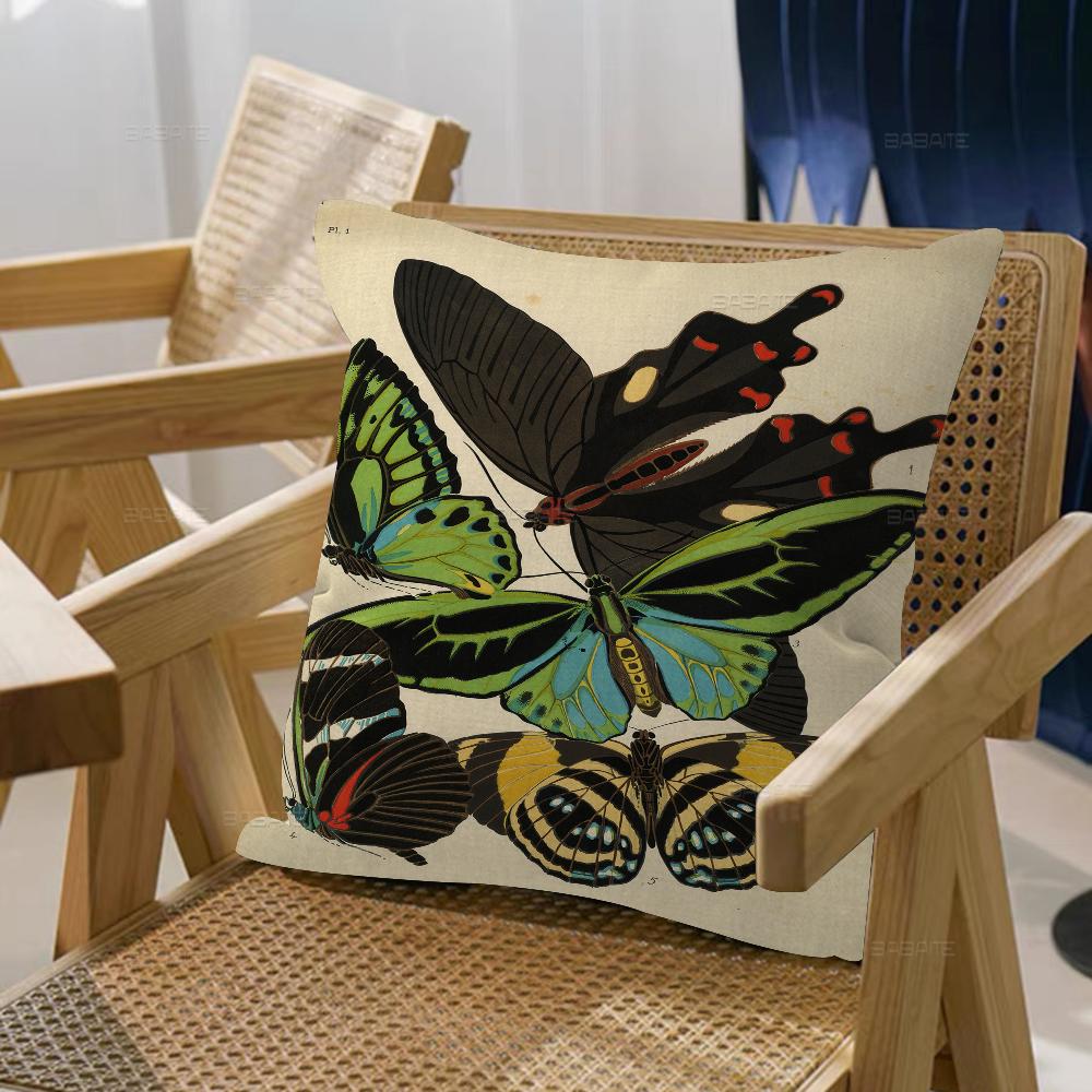 Butterfly Art Office Cushion Pillowcase Car Cushion Cover45X45CM Lumbar Pillowcase Sofa Pillowcover