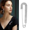 Silver Tone Rhinestone Safety Pin Silver Buckle Jewelry Large Brooch Luxurious Safety Clothing Pin for Scarf Women Shiny Fashion