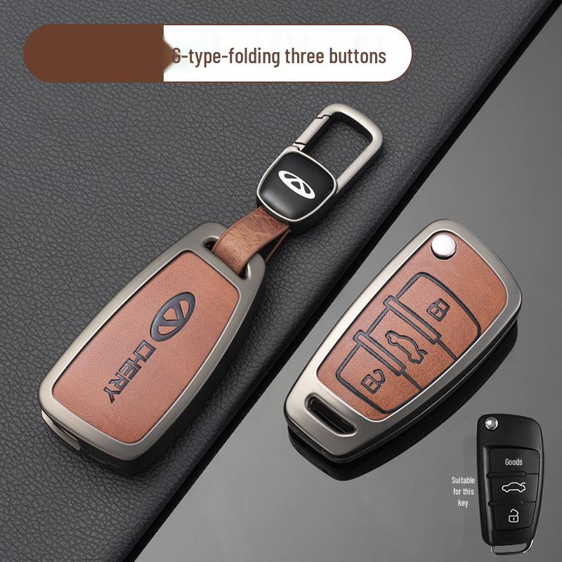 Chery Car Key Cover: Fits Tiggo, EQ1, QQ Ice Cream, Arrizo E - Small, Secure Metal Shell with Hanging Buckle