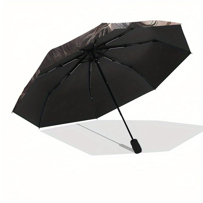 Horse Floral Themed, Eight Ribbed, Self Folding Umbrella Is Suitable for Everyday Outdoor Use and Is An Ideal Gift for Friends and Family, A