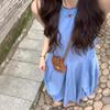 Seaside Vacation Blue Sleeveless Vest Dress Children's Summer New Small French Temperament Dress