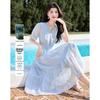 Summer Lyocell Embroidered V-Neck A-Line Dress