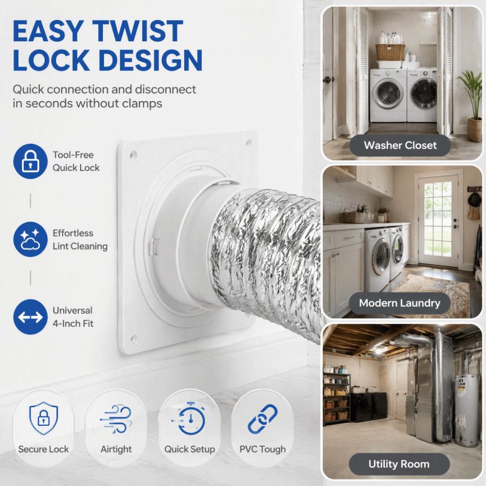 2 set Easy Installation Dryer Vent Connector Airtight Seal Dryer Duct Connector Bathroom
