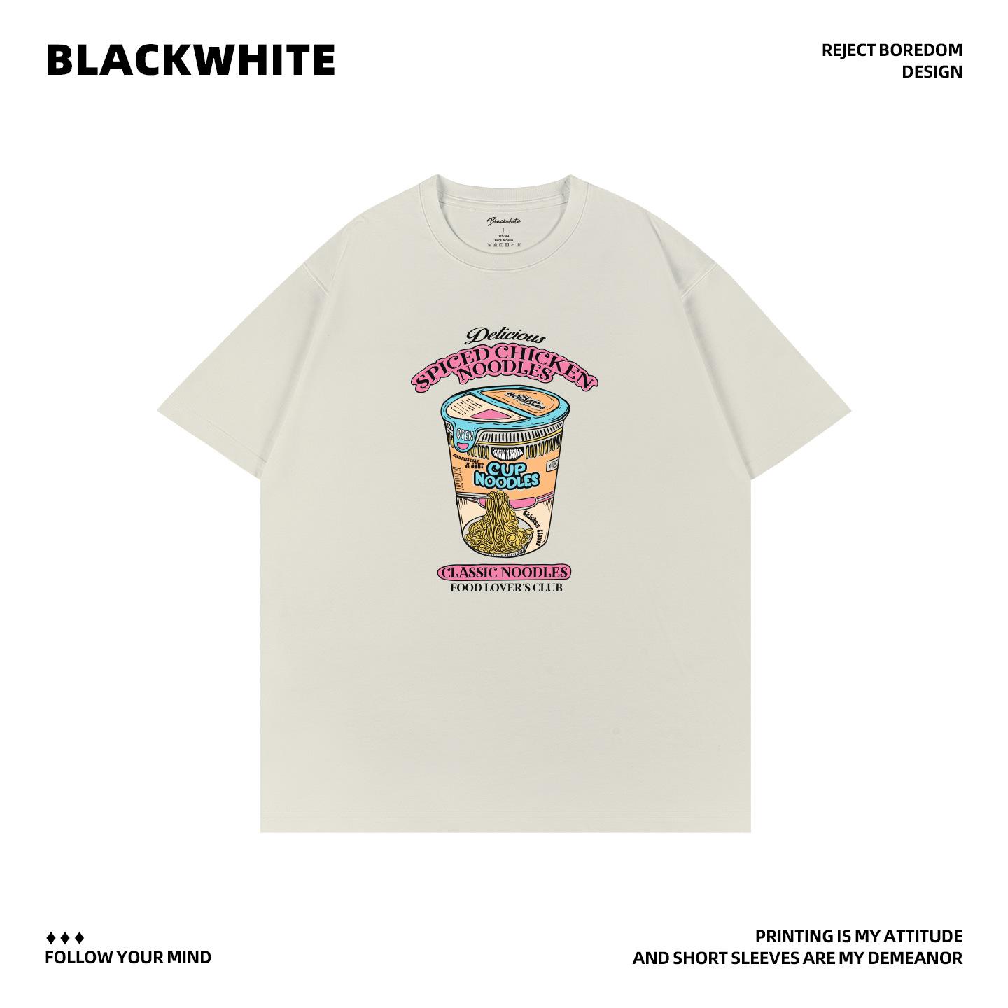 

Summer Crew Neck Short Sleeve T-Shirt Fun Retro Cup Noodles Loose Cool Casual Top 3XL світло-сірого кольору