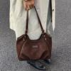 Vintage Suede Handbag Women Commuter Tote Bag Shoulder Underarm Bag