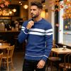 Maglione da Uomo Casual a Vestibilità Larga con Scollo Tondo e Fantasia a Righe, Pullover a Maniche Lunghe in Maglia per l'Uso Quotidiano