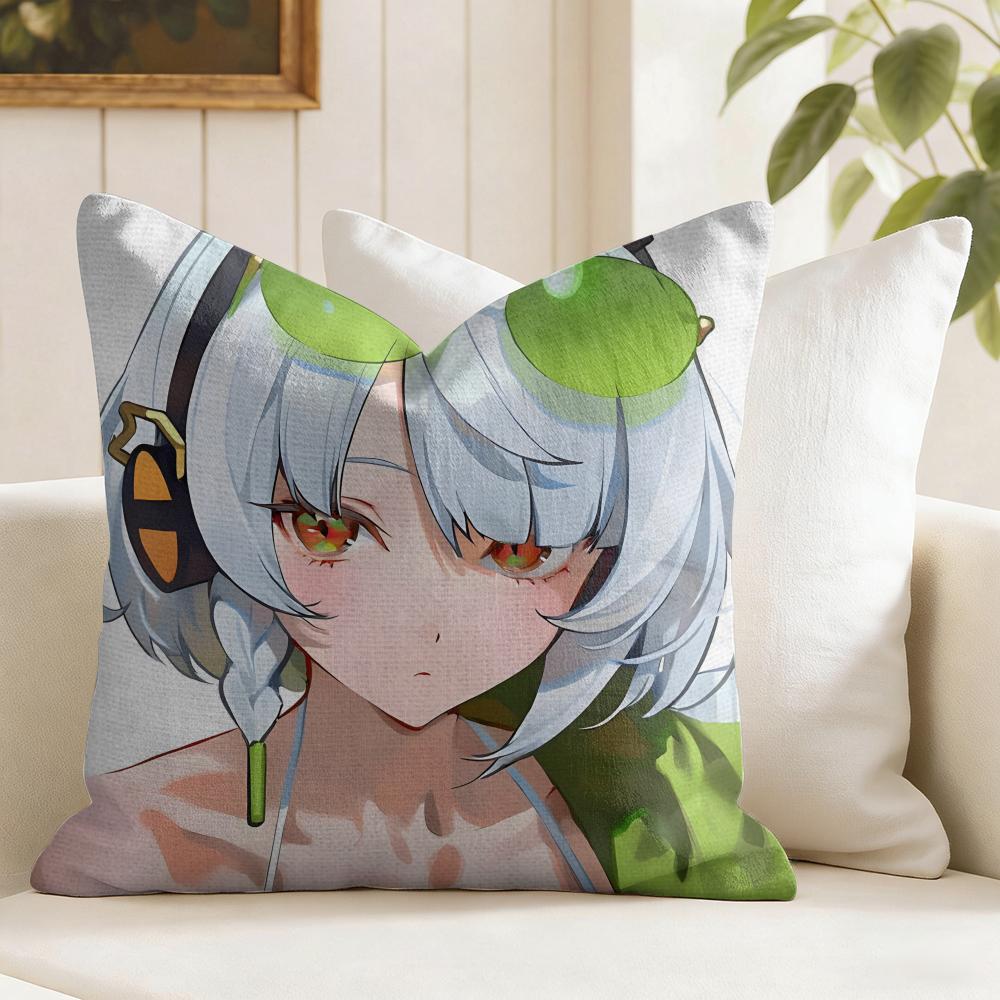 Zenless Zone Zero Anby Demara Cushion Cover Eco Linen Pillow Case DoubleSided Print Breathable Durable Zipper Home Decor Gift